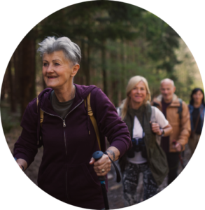 an older lady walking outside