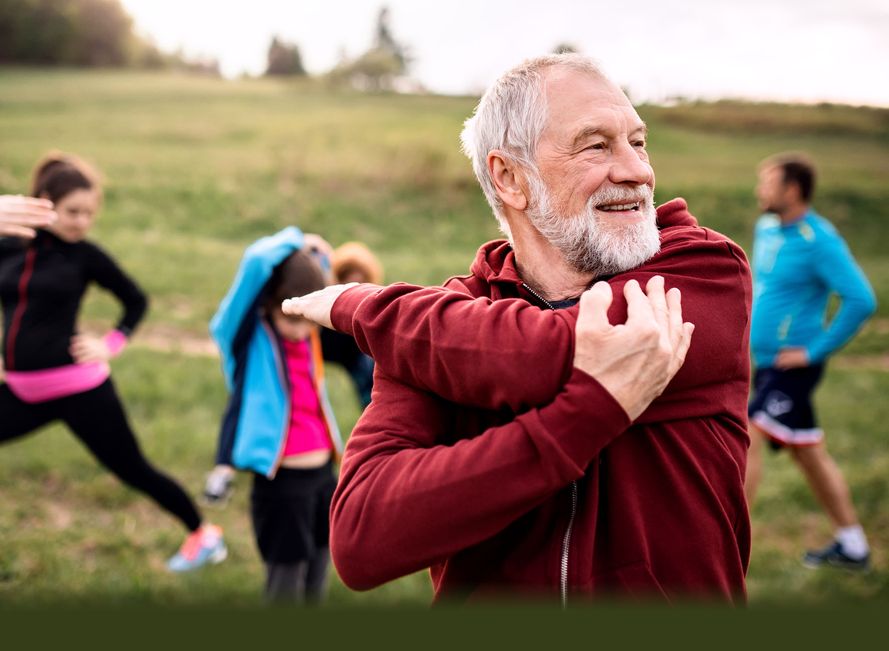 a man warming up in a field