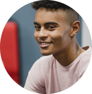 a young person smiling